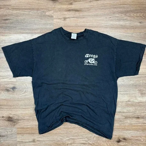 early 2000s biker style tee with graphic front and back hit "stock sucks" tshirt - Picture 3 of 5